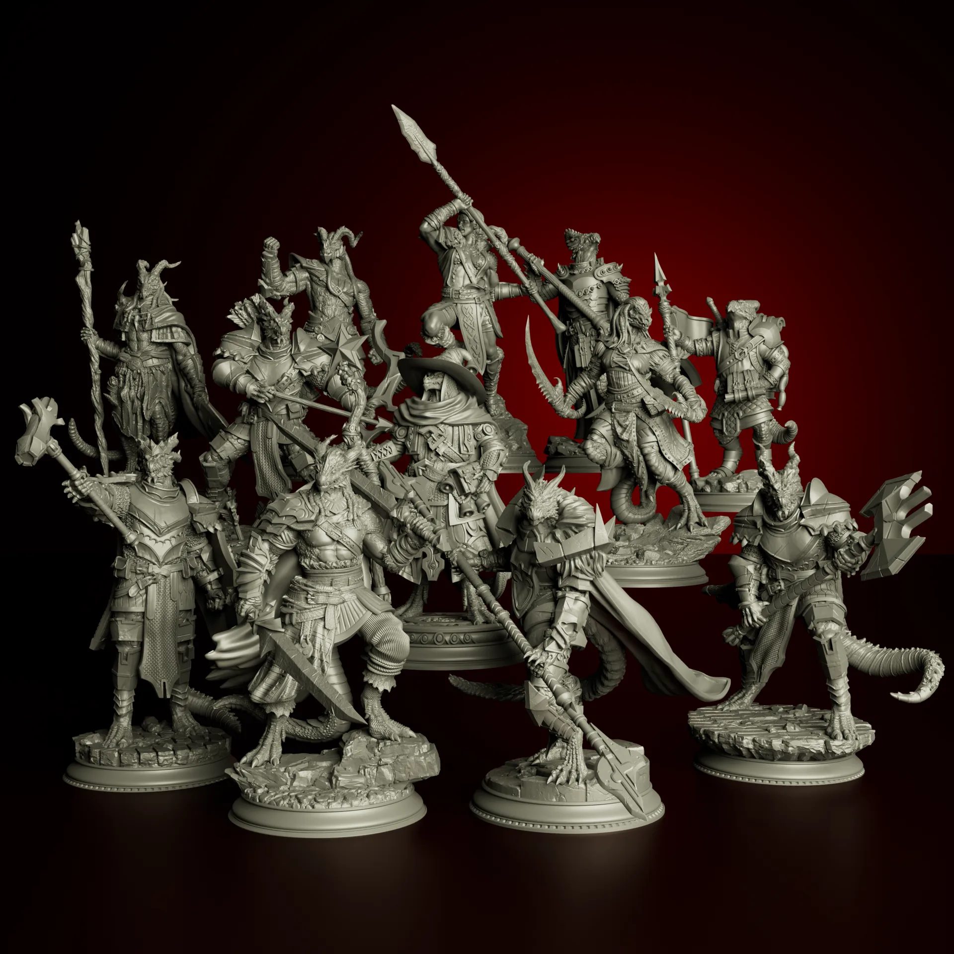 25mm Dragonborn Savaşçı Seti | 12 Parça Fantastik Minyatür Figür | DnD RPG Masaüstü Oyunu Koleksiyonluk Reçine Baskı