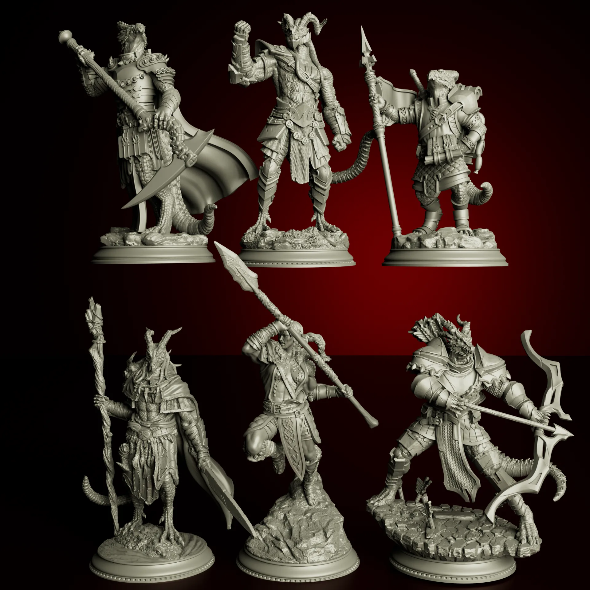 25mm Dragonborn Savaşçı Seti | 12 Parça Fantastik Minyatür Figür | DnD RPG Masaüstü Oyunu Koleksiyonluk Reçine Baskı 2