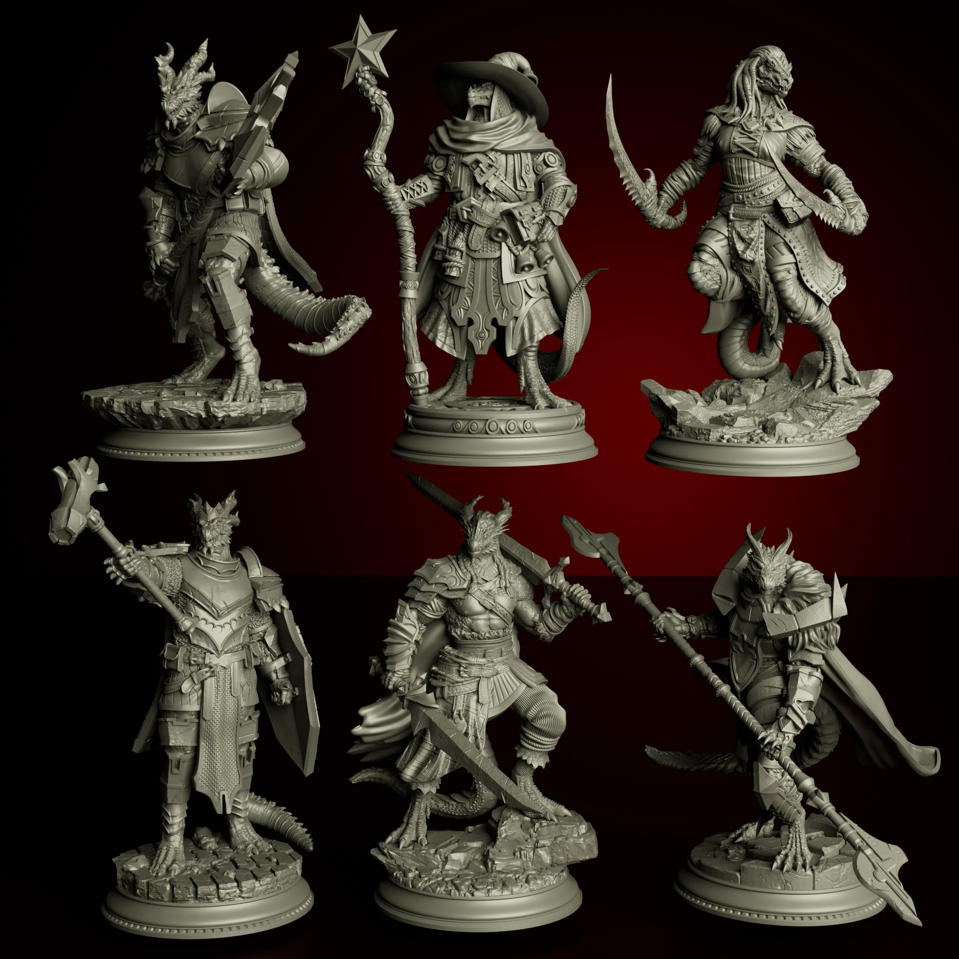 25mm Dragonborn Savaşçı Seti | 12 Parça Fantastik Minyatür Figür | DnD RPG Masaüstü Oyunu Koleksiyonluk Reçine Baskı 3