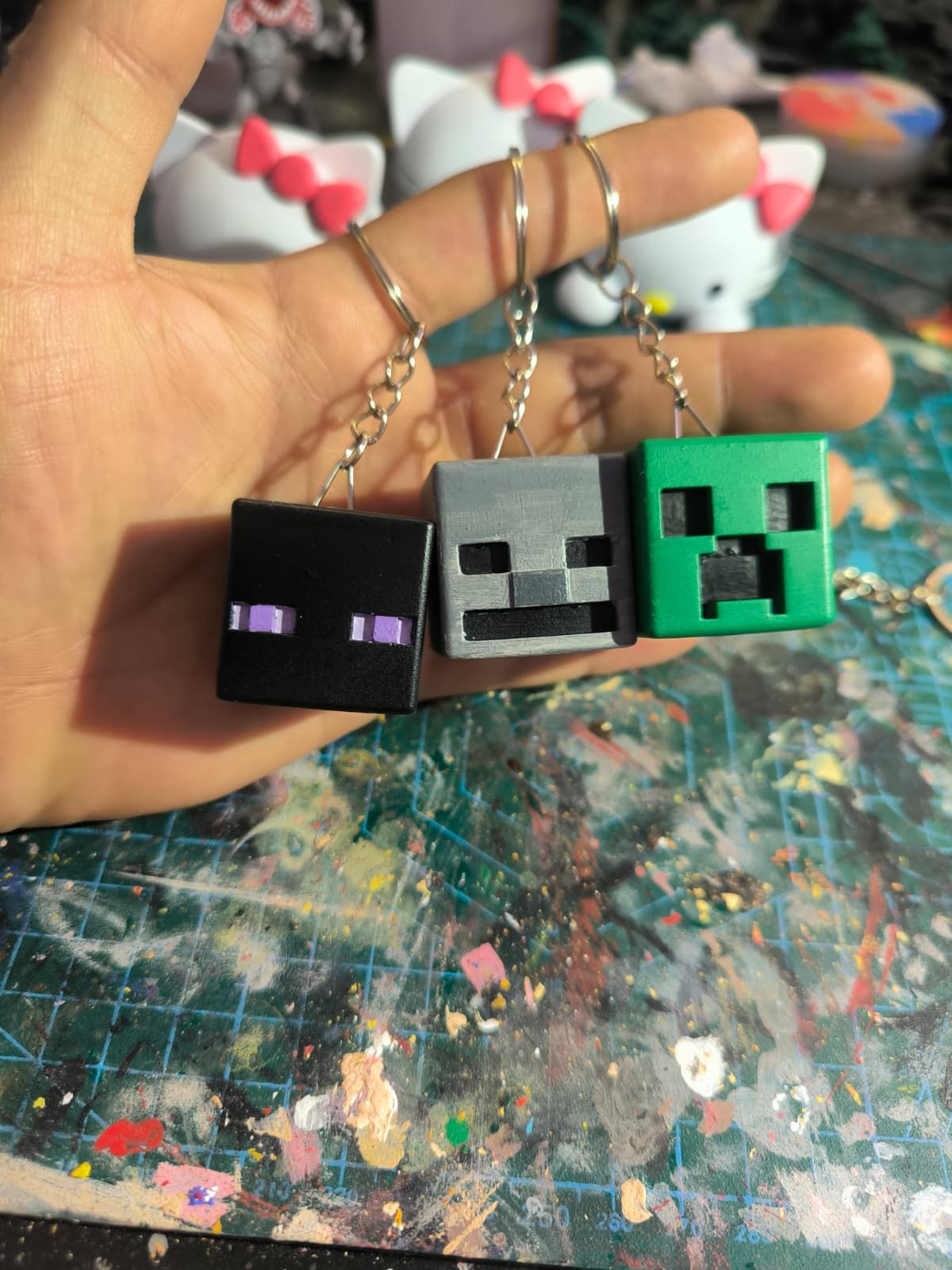 Minecraft Karakter Anahtarlık Seti | Enderman, Creeper ve Skeleton | 3D Baskı Anahtarlık 3