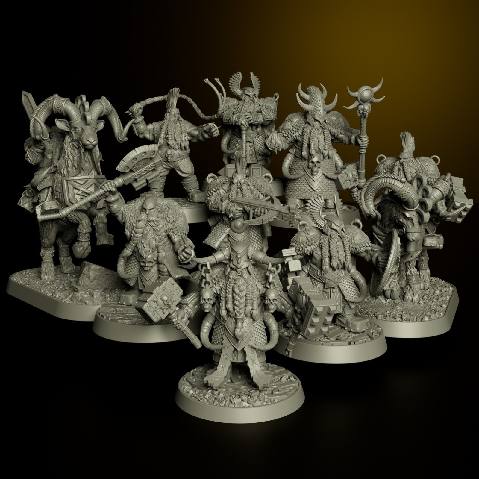 32mm Cüce Savaşçı Seti | 9 Parça Fantastik Minyatür Figür | DnD RPG Masaüstü Oyunu Koleksiyonluk Reçine Baskı