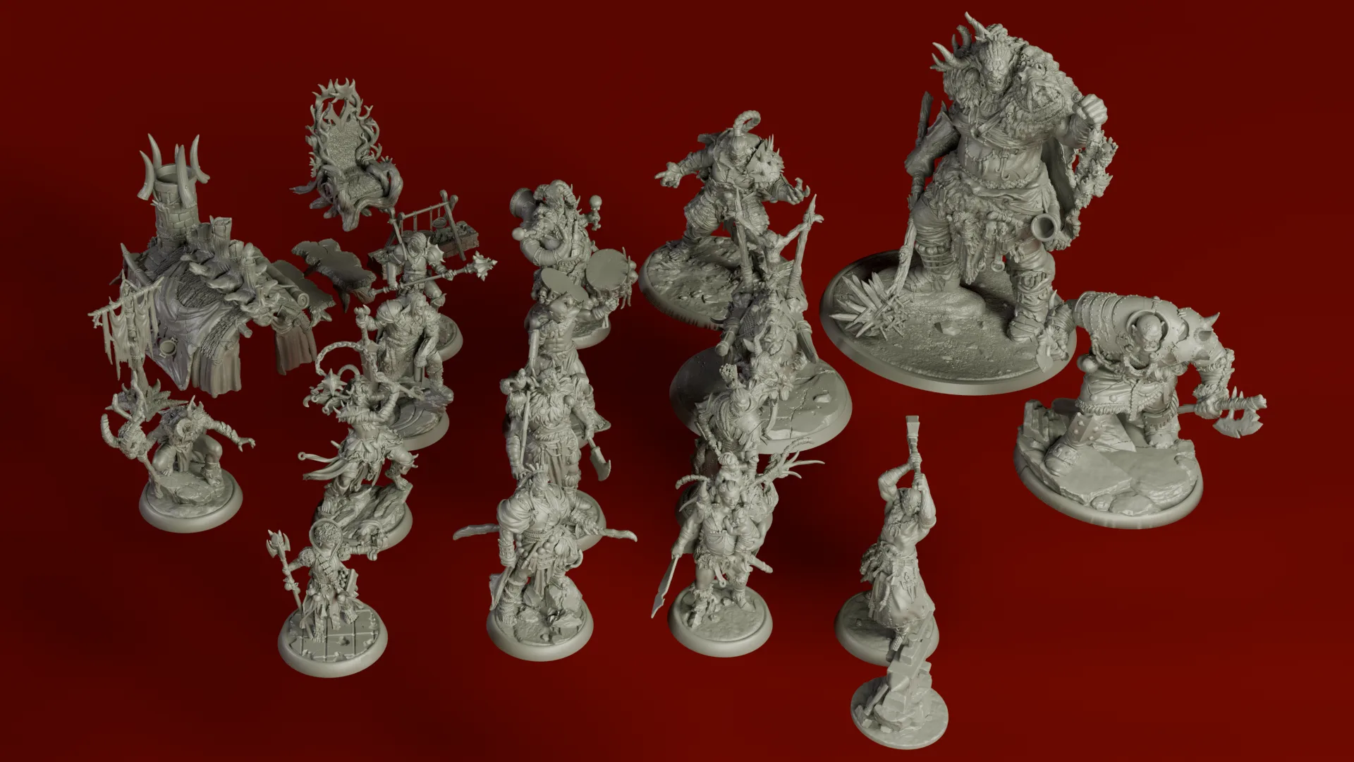 32mm Orcs of Butcherhold Seti | 18 Parça Fantastik Minyatür Figür | DnD RPG Reçine Baskı 3