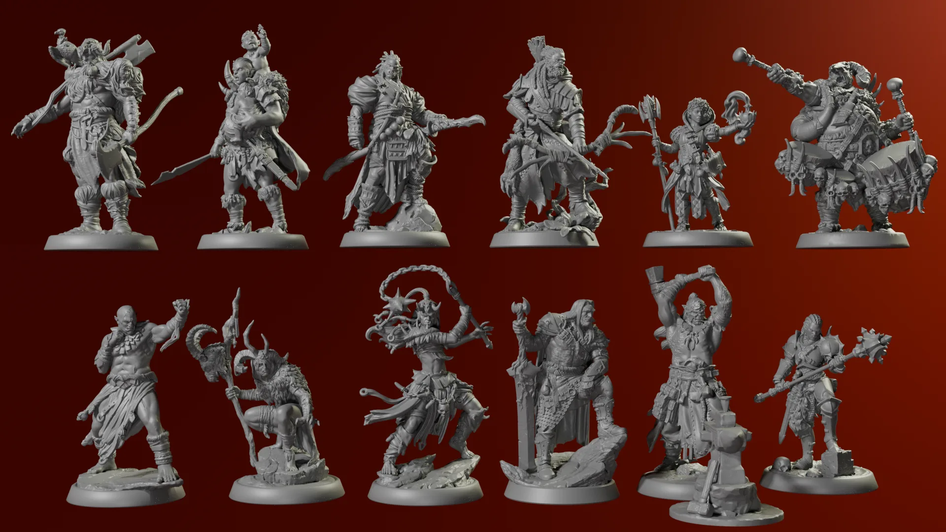 32mm Orcs of Butcherhold Seti | 18 Parça Fantastik Minyatür Figür | DnD RPG Reçine Baskı 2